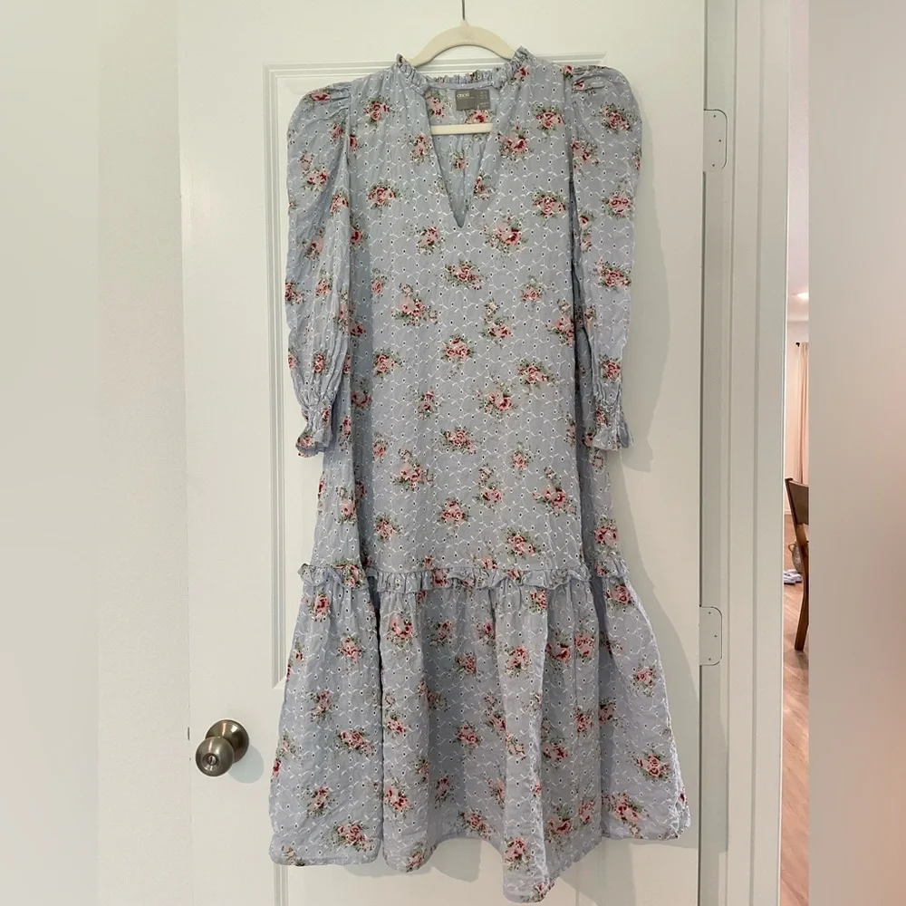 ASOS Blue Floral Embroidered Dress - Picture 1 of 12